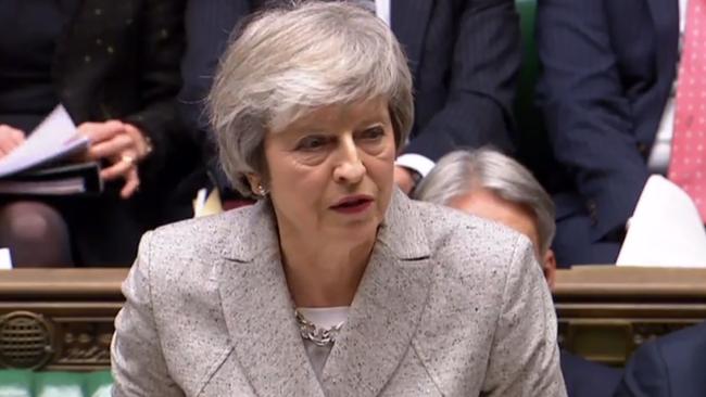 British Prime Minister Theresa May addresses the House of Commons over the Brexit deal. Picture: AFP