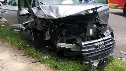 A ma has been arrested following a crash in a suspected stolen SUV at Aspley.