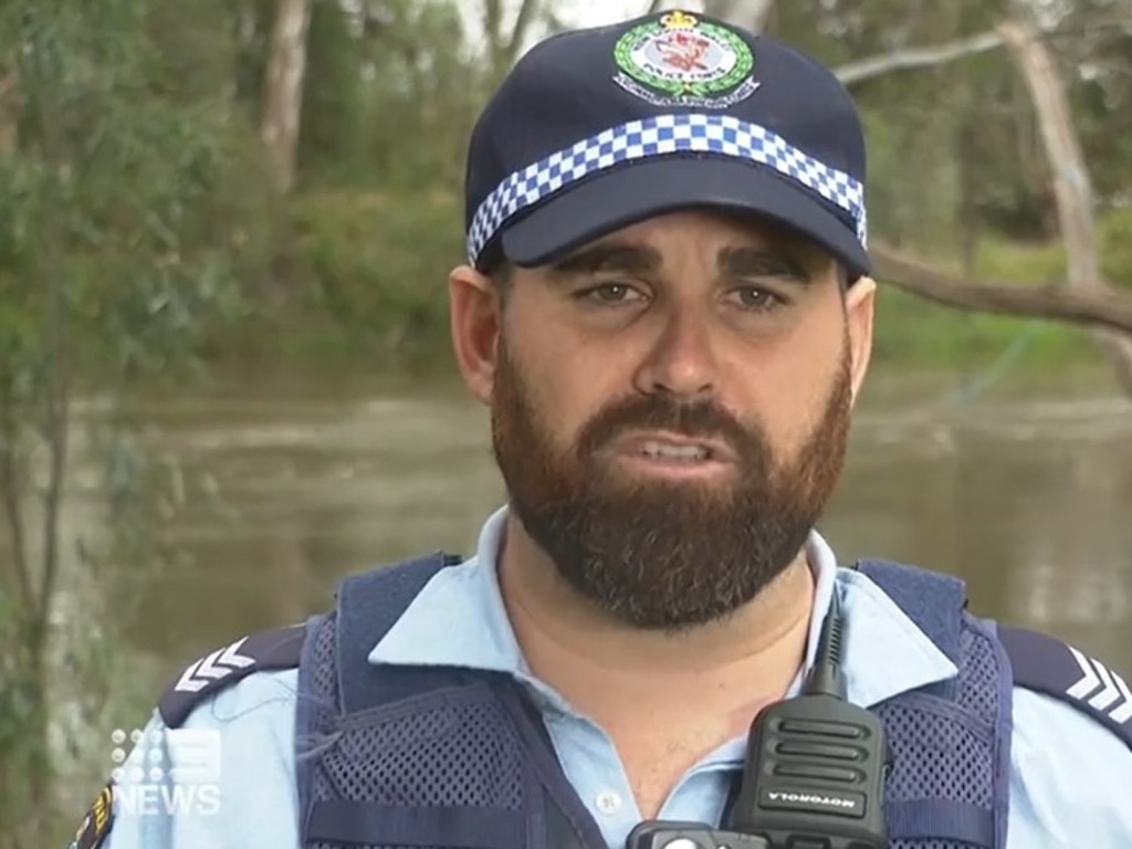 Sergeant Joel Hunter is being praised as a hero for rescuing two boys. Picture: Channel 9