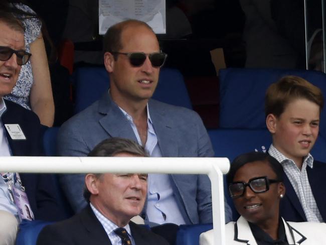 Prince George appears to squint while watching the cricket at Lord's cricket ground. Picture: AFP