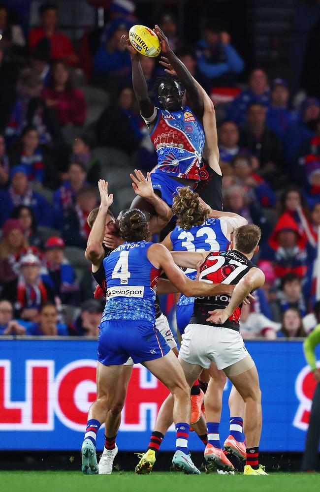 Buku Khamis takes to the skies. Picture: Morgan Hancock/Getty Images