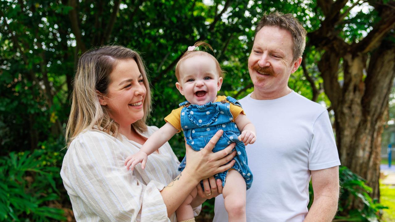 Gracie and Jack Gilchrist with their daughter Millie, 17 months have struggled to get into the housing market. Picture: Justin Lloyd.