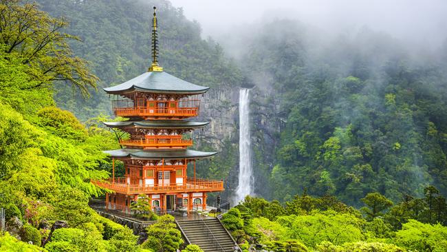 The Buddhist Seiganto-ji temple and Nachi no Taki waterfall. Picture: Georgie Safe