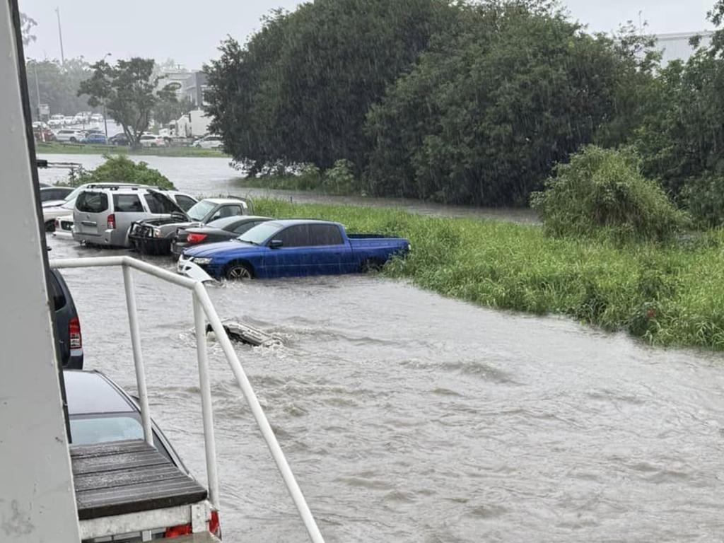 A carpark flooded at Rocklea. Picture: Michelle Pavey