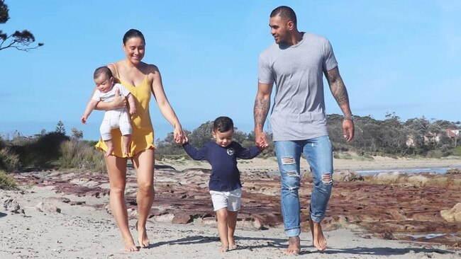 Taylor and Frank Winterstein with their kids, Ziggy and Hendrix, who are not vaccinated. Picture: Instagram