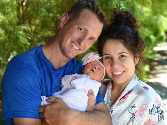 Craig Brown and Laura Paone, of Point Cook, welcomed baby Ella Rose on Australia Day. Picture: Josie Hayden