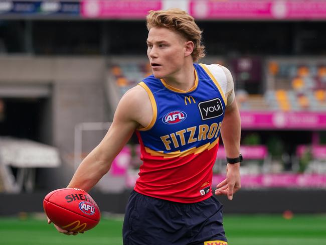 Levi Ashcroft trains with the Brisbane Lions after formally confirming his desire to join the club as a father-son selection at the upcoming AFL national draft.