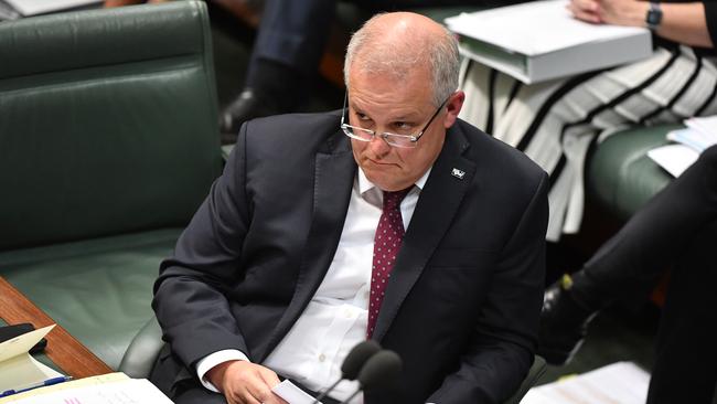 Prime Minister Scott Morrison during Question Time in the House of Representatives at Parliament House in Canberra, Thursday, February 27, 2020. (AAP Image/Mick Tsikas) NO ARCHIVING