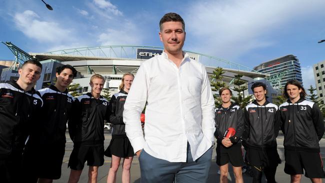 AFL player manager Robbie D'Orazio and his bumper AFL draft class of 2017. Picture: Andrew Henshaw