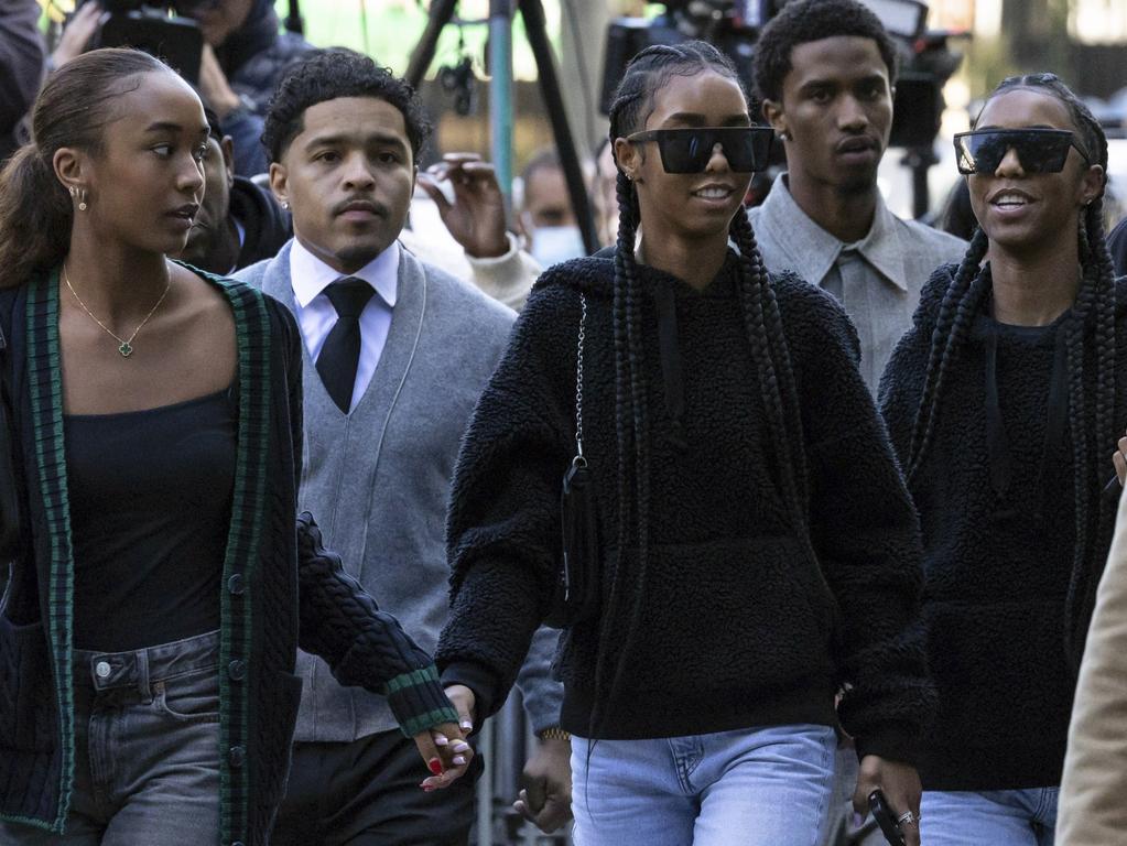 Chance Combs, D'Lila Combs and Jessie Combs, daughters of Diddy, arrived hand-in-hand. Picture: AP/Yuki Iwamura