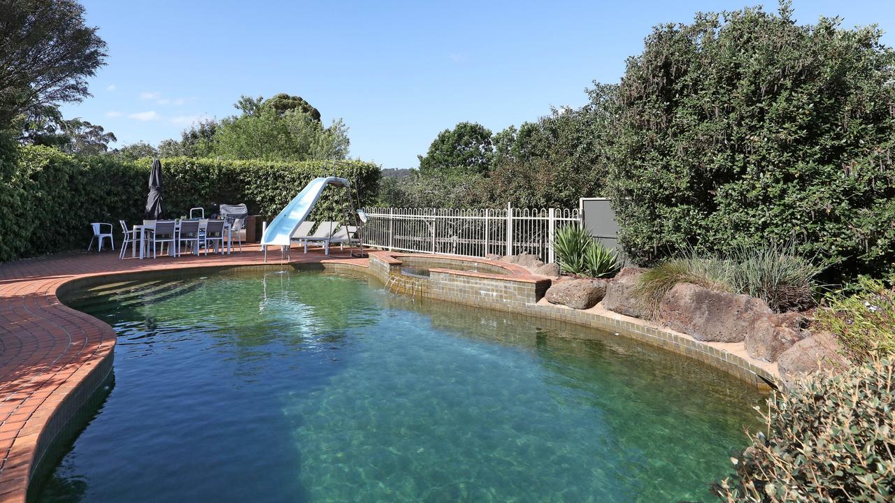 The pool has its very own water slide.