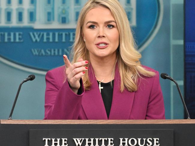 White House Press Secretary Karoline Leavitt speaks during the daily briefing in the Brady Briefing Room of the White House in Washington, DC, on January 28, 2025. (Photo by ROBERTO SCHMIDT / AFP)