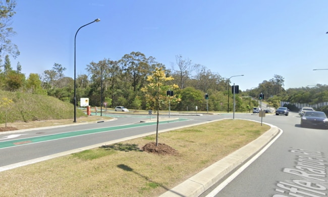 The hit and run occurred on Riffle Range Road near The Heights Boulevard, Pimpama. Picture: Google Maps