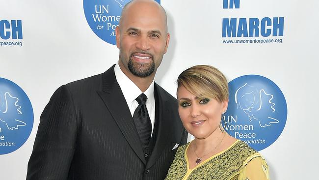 NEW YORK, NEW YORK - MARCH 01: Professional baseball player Albert Pujols and wife Deidre Pujols attend the UN Women for Peace Association 2019 International Women's Day celebration at United Nations Headquarters on March 01, 2019 in New York City. (Photo by Michael Loccisano/Getty Images)