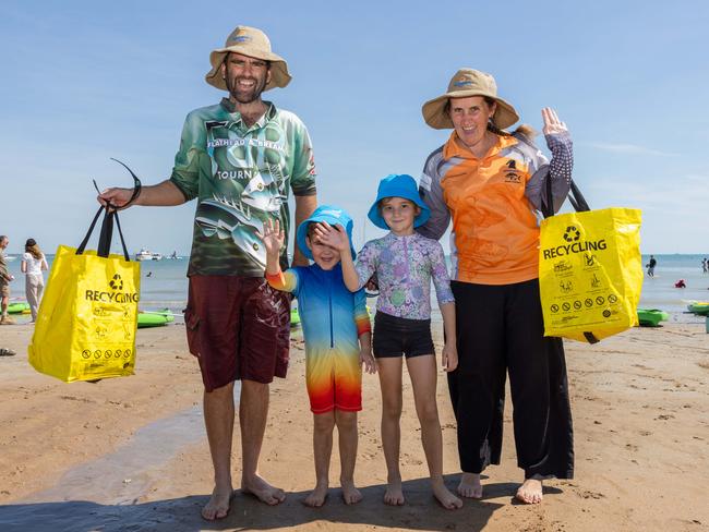 Reid family at the Darwin Beer Can Regatta at Mindil Beach, 2025. Picture: Pema Tamang Pakhrin