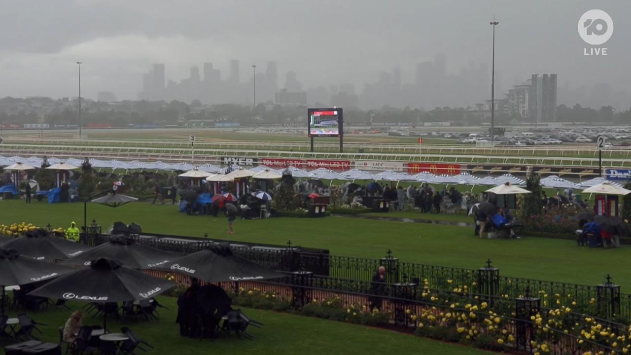 Bad weather at Flemington for Melbourne Cup