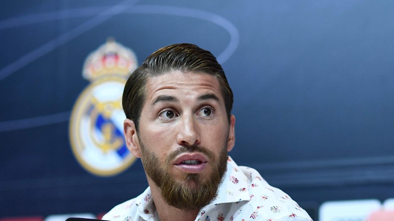 Real Madrid's Spanish defender Sergio Ramos gives a press conference to clarify his future at the club