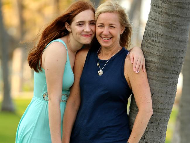 Jennifer Robinson with her daughter Isabelle at Deerfield Beach near their home in Parkland, Florida. Picture: Nathan Edwards