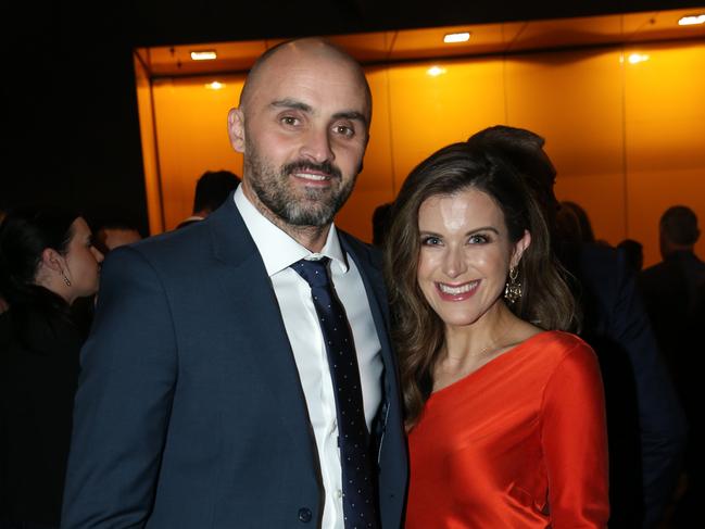 AFL. North Melbourne Football Club 150th Anniversary Celebrations at Melbourne Convention and Exhibition Centre. Coach Rhyce Shaw with his wife Lia. Picture : Ian Currie