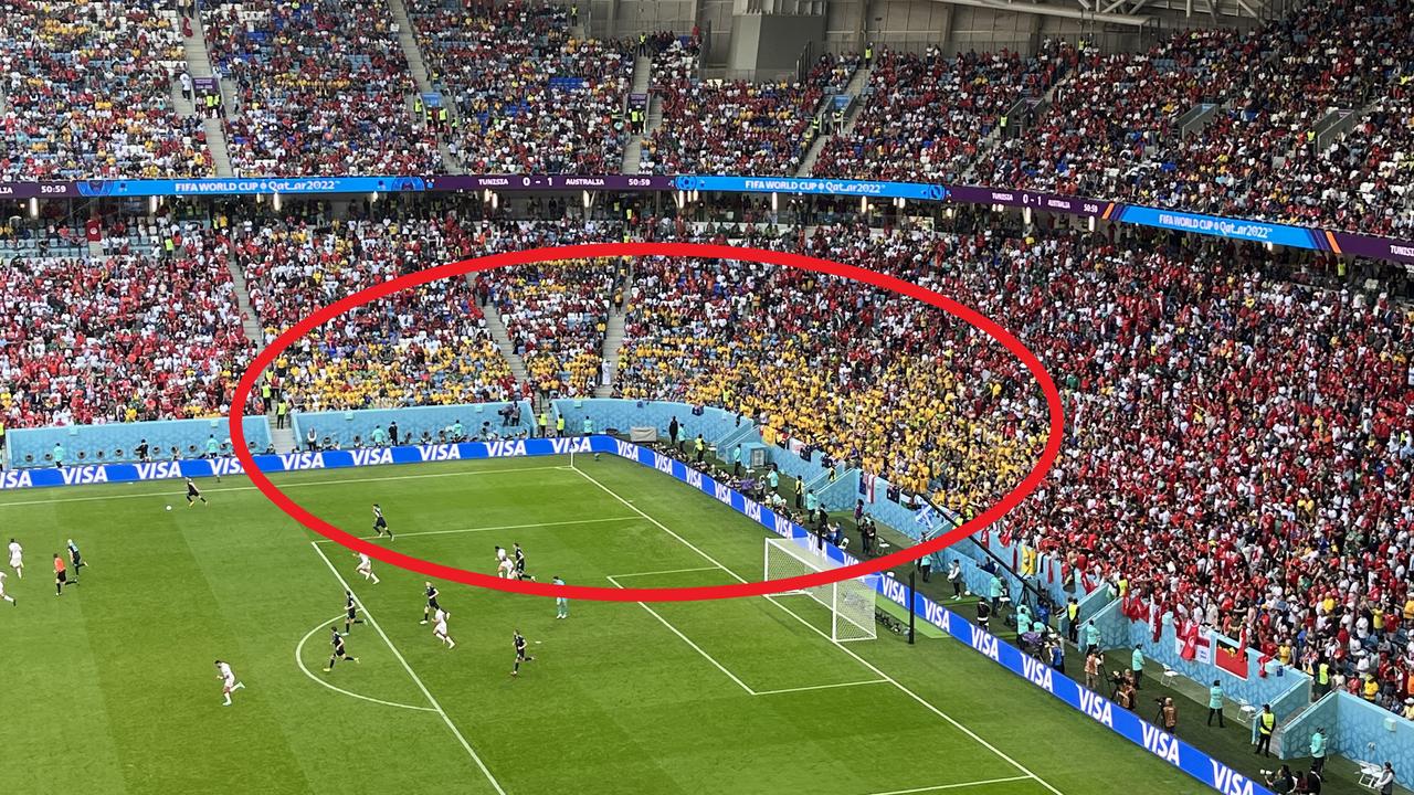 Why Australia's fans are scattered at the World Cup stadiums.