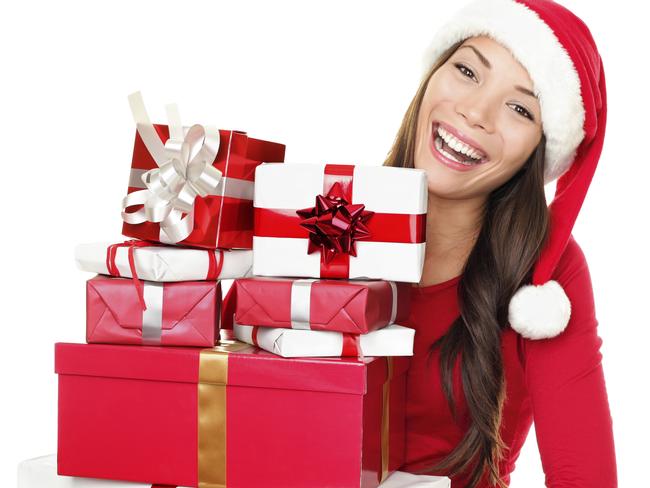 YOUR MONEY : CHRISTMAS DEBT .. Asian christmas santa woman shopping gifts