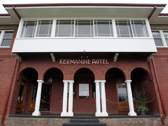 The front of the Kermandie Hotel in Port Huon.