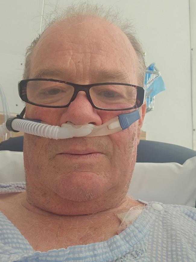 Wayne Hearps has undergone surgery at the Royal Hobart Hospital and will be airlifted to the Launceston General, closer to his family. Picture: supplied