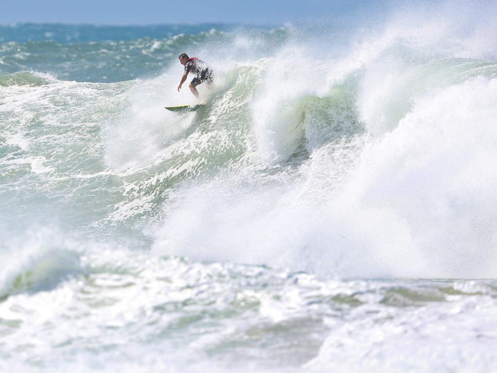 Cyclone Alfred has already whipped up big surf and high tides at Currumbin Alley, where surfers have been towed out to the waves. Picture: Adam Head