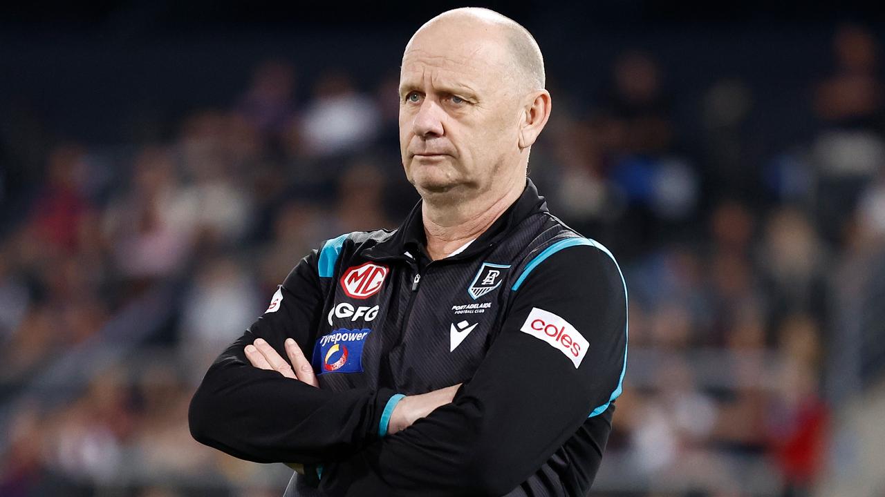 BRISBANE, AUSTRALIA - SEPTEMBER 09: Ken Hinkley, Senior Coach of the Power is seen during the 2023 AFL Second Qualifying Final match between the Brisbane Lions and the Port Adelaide Power at The Gabba on September 09, 2023 in Brisbane, Australia. (Photo by Michael Willson/AFL Photos via Getty Images)