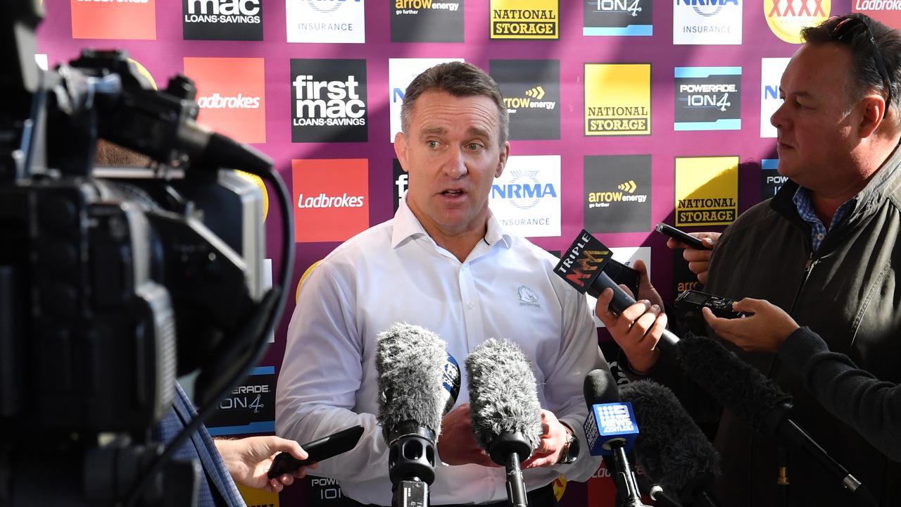 Brisbane Broncos CEO Paul White fronts the media. (AAP Image/Darren England)