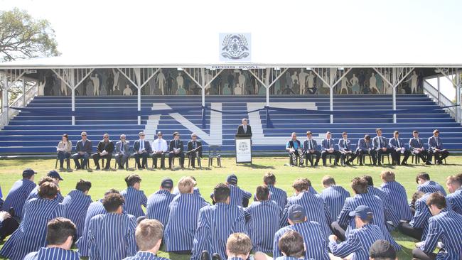 The ceremony for Nudgee College's newly completed grandstand. Picture: Supplied