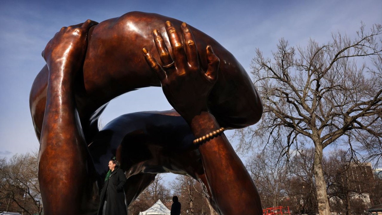 Boston, MA – January 10: Embrace, the Dr. Martin Luther King Jr. memorial sculpture at Boston Common. (Photo by Craig F. Walker/The Boston Globe via Getty Images)