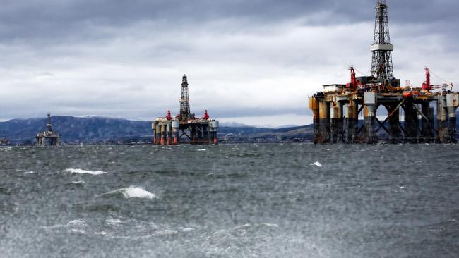 Unused oil rigs stand in the Port of Cromarty Firth in Cromarty, UK. Picture: Bloomberg.
