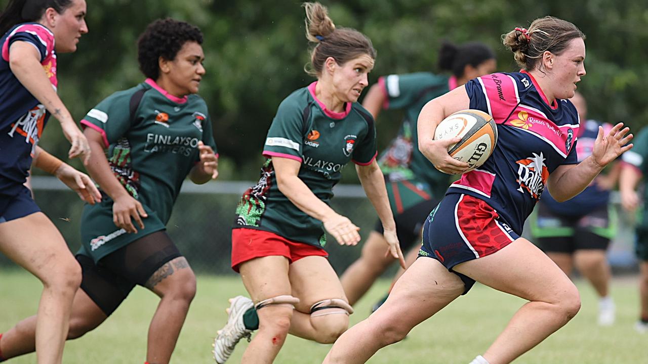 Roxy Mahoney-Gilchrist making a carry for the Palmerston Crocs in Round 13 of the 2024-25 season. Picture: From The Sideline Sports Photography