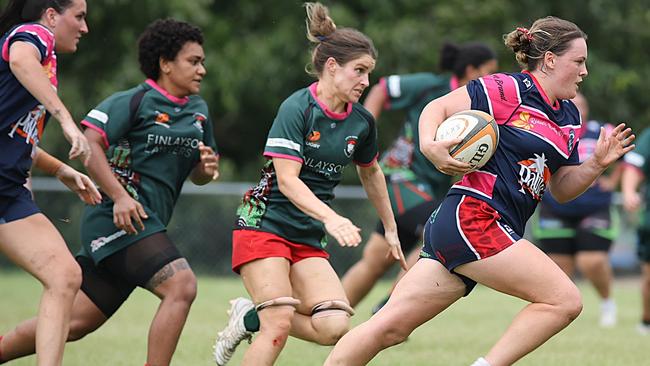 Roxy Mahoney-Gilchrist making a carry for the Palmerston Crocs in Round 13 of the 2024-25 season. Picture: From The Sideline Sports Photography