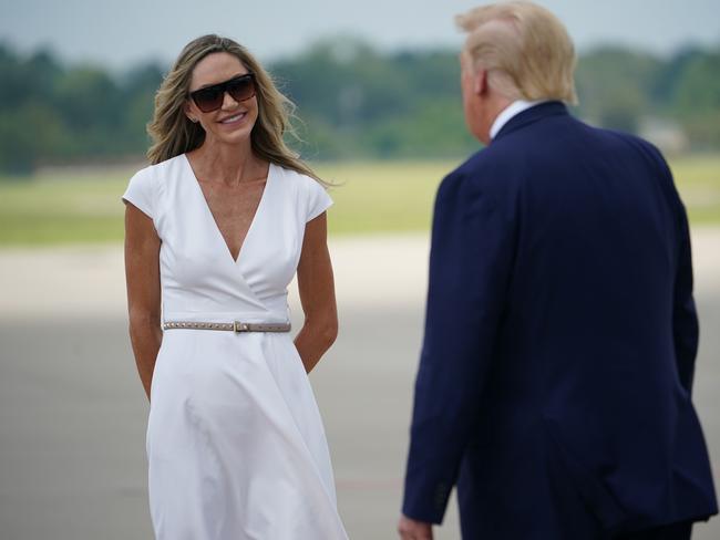 Lara Trump, pictured with her father-in-law Donald Trump, in 2020. Picture: AFP