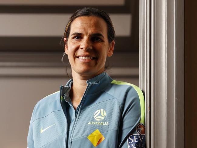 WEEKEND TELEGRAPHS SPECIAL NOVEMBER 26, 2021. PLEASE CONTACT WEEKEND PIC EDITOR JEFF DARMANIN BEFORE PUBLISHING. Matildas keeper Lydia Williams pictured in Double Bay ahead of their match against the United States in Sydney. Picture: Jonathan Ng