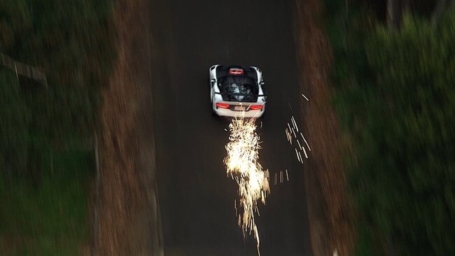 Jason White's Dodge Viper throws out sparks on a Targa stage. Picture Luke Anear. JPEG