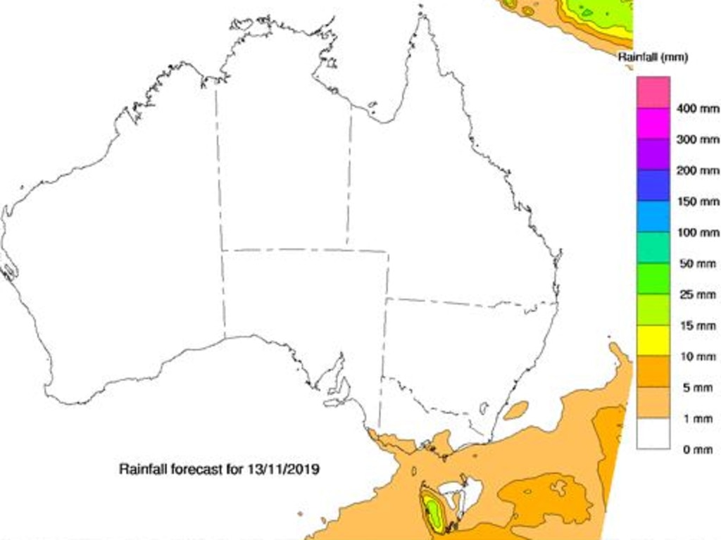 The BOM's rainfall outlook for Wednesday shows barely any rain aside from in the extreme southeast. Picture: BOM.