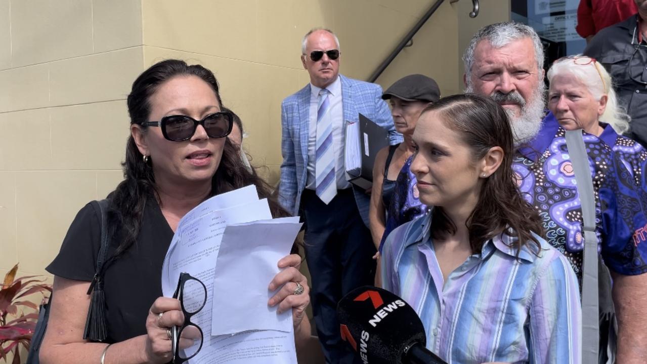 Heidi Ward and Jessica Blinda Polsoni Hanbury outside Mackay court house. Picture: Fergus Gregg