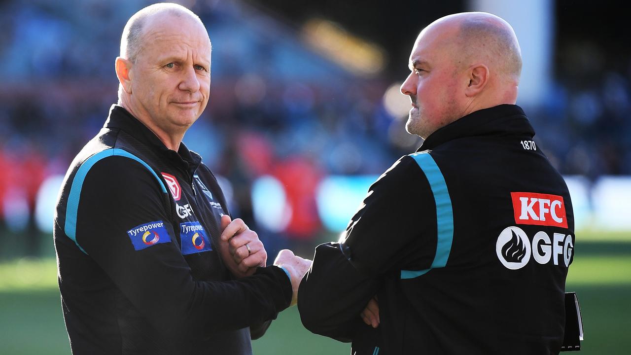 Hinkley and Port Adelaide footy boss Chris Davies. Picture: Mark Brake/Getty Images