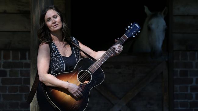 Kasey Chambers near her home on the NSW Central Coast, after filming a song for Review's Isolation Room. Picture: Jane Dempster