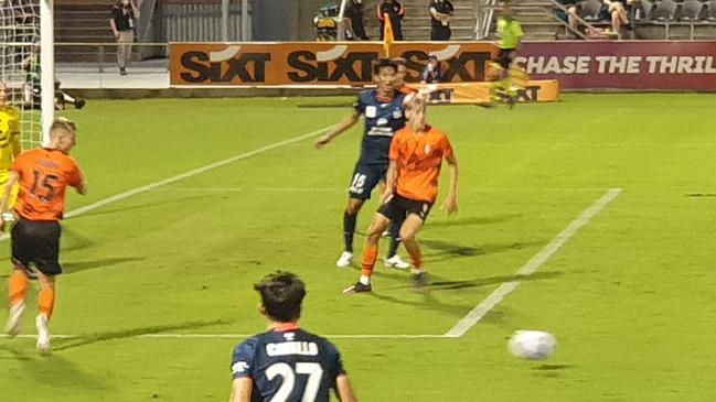 Sam Klein, 17, was substituted into the game towards the end of the Brisbane Roar’s 3-1 loss to Adelaide United.