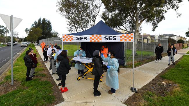 A Coronavirus pop-up testing facility in Broadmeadows. Picture: AAP