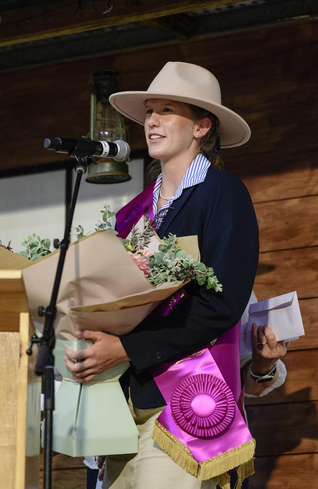 2025 Darling Downs Showgirl popular choice winner Isabel Cooper of Crows Nest at the announcement at the People First Bank Toowoomba Royal Show, Saturday, March 29, 2025. Picture: Kevin Farmer