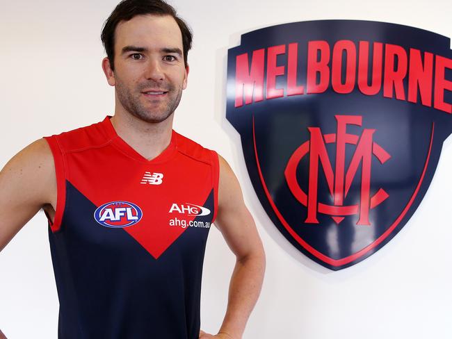 Jordan Lewis in a Melbourne jumper likely to worn by Casey players next year.