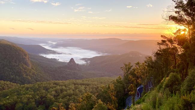 The spectacular view overlooking the Numinbah Valley from the Binna Burra Sky Lodges. Photo: Elissa Lawrence.