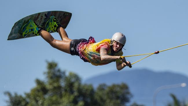 Wake boarder Misha Muller lapping up the blue skies and warm weather. Misha, from Munich Germany, was travelling around Australia when she arrived in Cairns. She fell in love with Cairns and now lives and works here and indulges her passion fro wake boarding. In September she travels to Mackay to compete in the 'Rumble On The Reef' wake board event. Picture: Brian Cassey