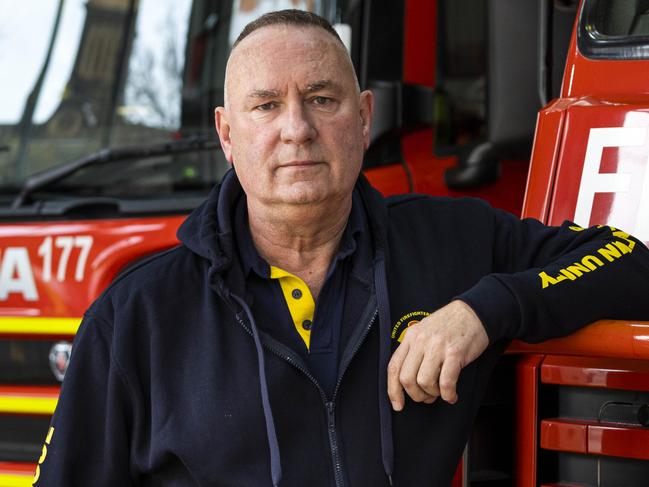 23/06/22 Peter Marshall is the national  secretary of the United Firefighters Union. Confidential cabinet documents reveal fire services is seeking new trucks and personnel. Request rejected by Andrews Government. Aaron Francis / The Australian