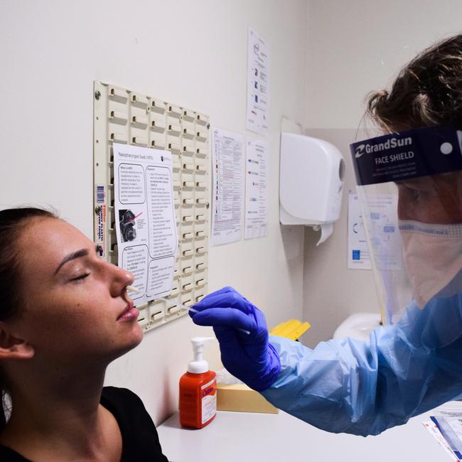 A woman being tested for Coronavirus (COVID-19)